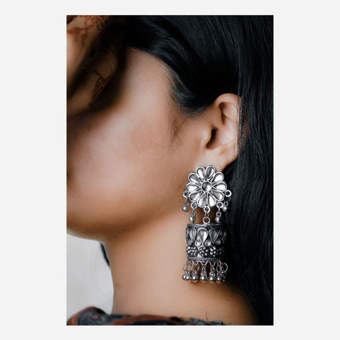 Silver Afgani Jhumka - The Earth Store - Fashion Accessories